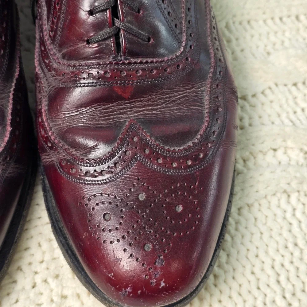 VTG Florsheim‎ Royal Imperial Burgundy Leather Wingtip Oxford Dress Shoes Mens 9
